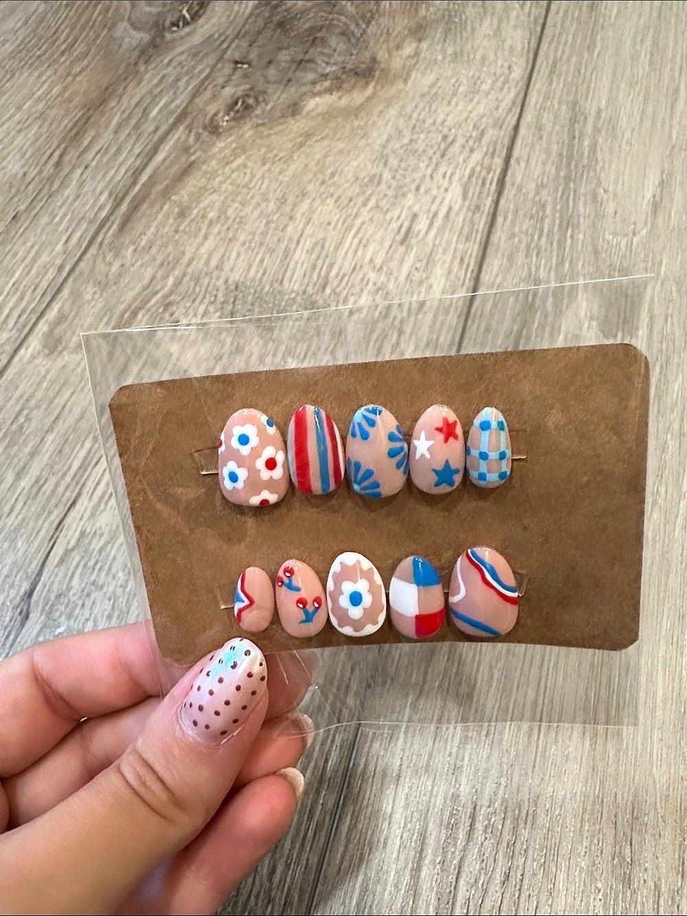 Blue & Red Press-On Nails NWT